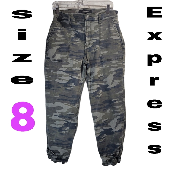 EXPRESS washed camo jeans, ankle high, good condition. - Picture 1 of 7